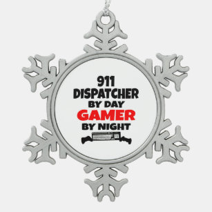 Fahrdienstleiter des Gamer-911 Schneeflocken Zinn-Ornament