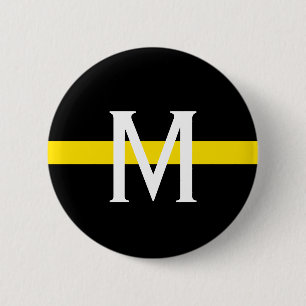 Fahrdienstleiter-dünne gelbe Linie Monogramm Button