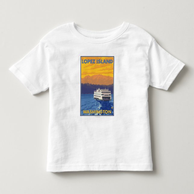 Fähre und Berge - Lopez-Insel, Washington Kleinkind T-shirt (Vorderseite)