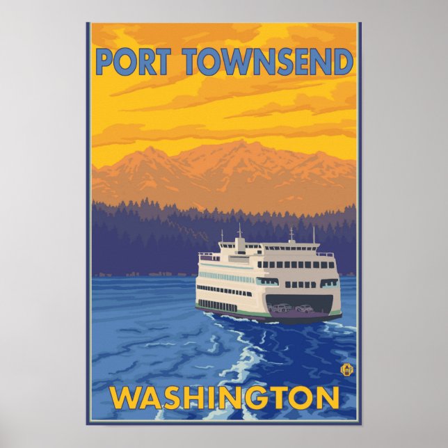 Fähre und Berge - Port Townsend, Washington Poster (Vorne)