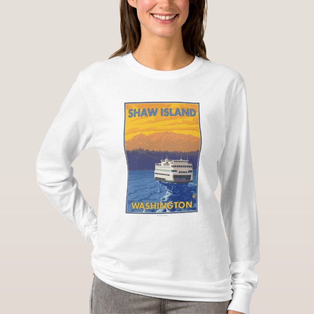 Fähre und Berge - Shaw-Insel, Washington T-Shirt (Vorderseite)