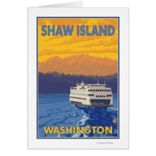 Fähre und Berge - Shaw Island, Washington