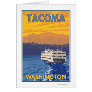 Fähre und Berge - Tacoma, Washington