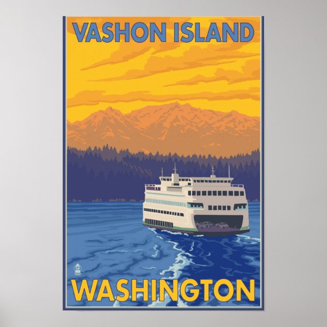 Fähre und Berge - Vashon Island, Poster (Vorne)