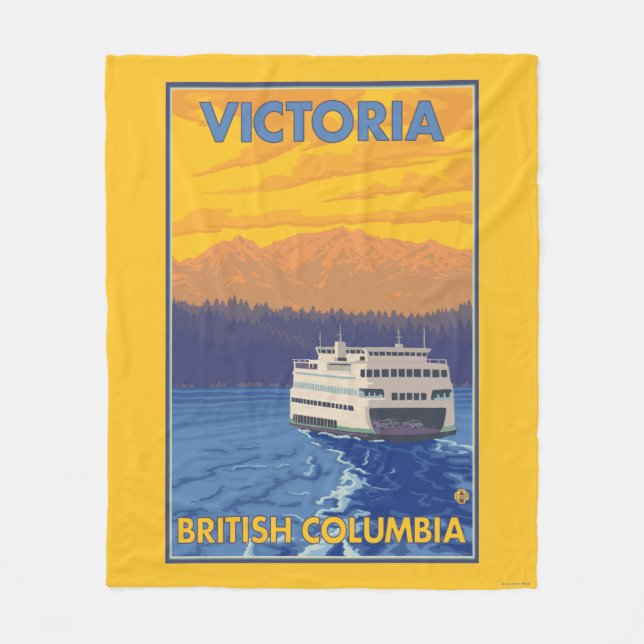 Fähre und Berge - Victoria, BC Kanada Fleecedecke (Vorderseite)
