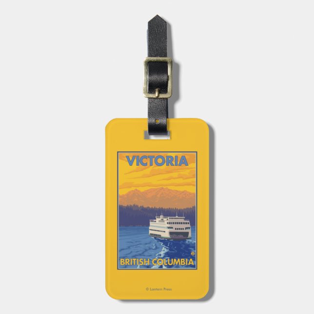Fähre und Berge - Victoria, BC Kanada Gepäckanhänger (Vorderseite vertikal)