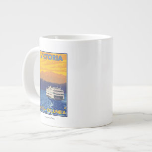 Fähre und Berge - Victoria, BC Kanada Jumbo-Tasse