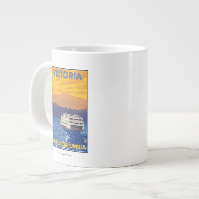 Fähre und Berge - Victoria, BC Kanada Jumbo-Tasse (Vorderseite Links)
