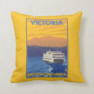 Fähre und Berge - Victoria, BC Kanada Kissen