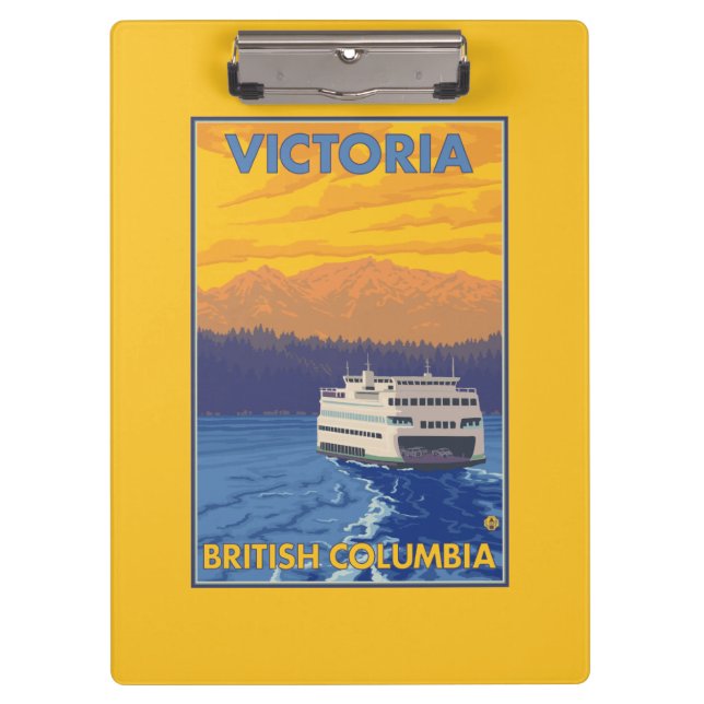 Fähre und Berge - Victoria, BC Kanada Klemmbrett (Vorderseite)