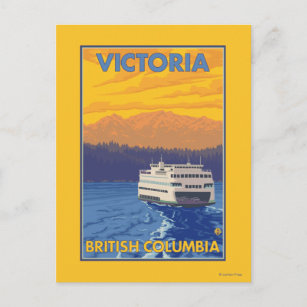 Fähre und Berge - Victoria, BC Kanada Postkarte