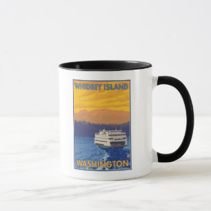 Fähre und Berge - Whidbey Island, Washington Tasse