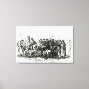 Fahren des Viehs für Miete Leinwanddruck
