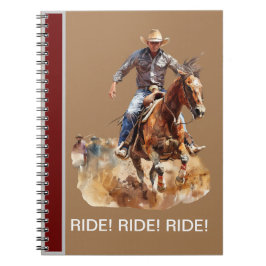 FAHREN! FAHREN! FAHREN! Cowboy-Notebook auf braune Notizblock