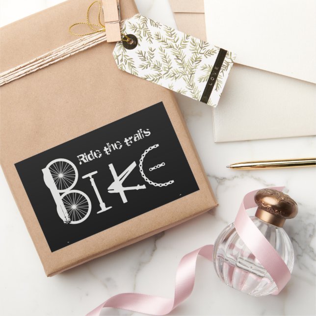 Fahren mit dem Fahrrad aus Fahrradteilen Rechteckiger Aufkleber (Schenken)