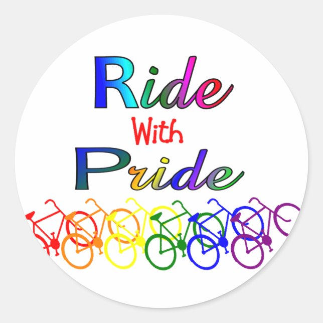 Fahren mit den Gay Lesbian-Fahrradgeschenken Runder Aufkleber (Vorderseite)
