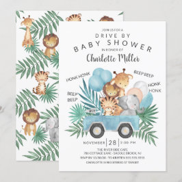 Fahren mit Jungle Animals Boys Baby Dusche Einladung