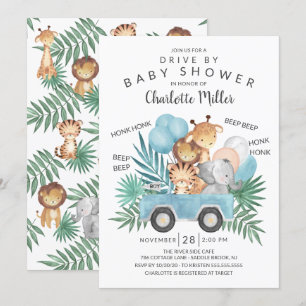 Fahren mit Jungle Animals Boys Baby Dusche Einladung