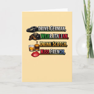 Fahren Sie deutsch Tragen Sie italienisch Trinken Karte