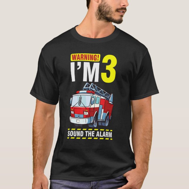 Fahren Sie die Feuerwehrwarnung Ich bin 3 Jahre al T-Shirt (Vorderseite)