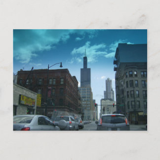 Fahren Sie durch die Innenstadt Chicago Postkarte
