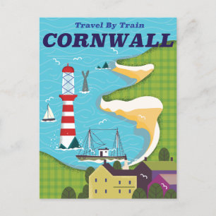 Fahren Sie mit dem Zug nach Cornwall Einladungspostkarte