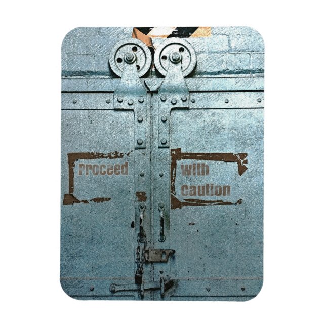 Fahren Sie mit der Vorsicht blau-grauen Industriet Magnet (Vertikal)
