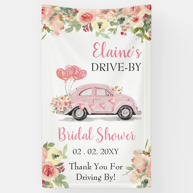 Fahren Sie mit floralrosa durch Dusche. Banner (Vertikal)
