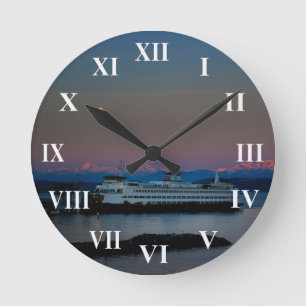 Fähren- und Mond-Wanduhr Runde Wanduhr
