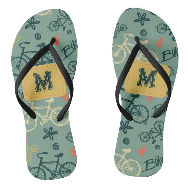Fahren wir mit dem modernen grünen Fahrradmuster Flip Flops (Fußbett)
