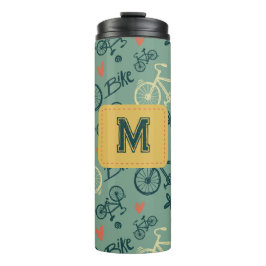 Fahren wir mit dem modernen grünen Fahrradmuster Thermosbecher
