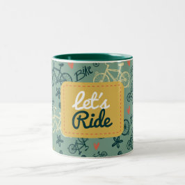 Fahren wir mit dem modernen grünen Fahrradmuster Zweifarbige Tasse