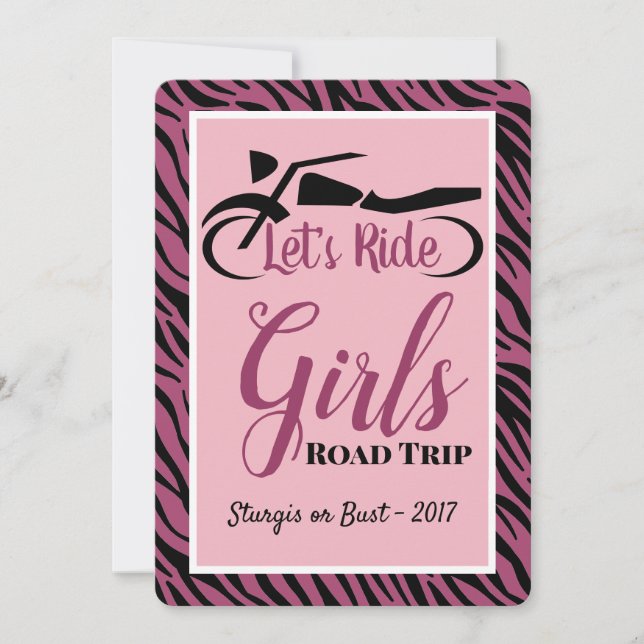 Fahren wir mit den Girls Road Einladung (Vorderseite)