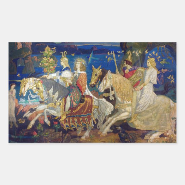 Fahrer der Sidhe, c. 1911 von John Duncan Rechteckiger Aufkleber (Vorderseite)