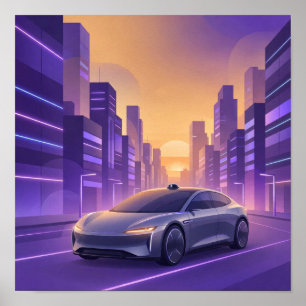 Fahrerloser Morgen — Robotaxi Zukunft Kunstposter Poster