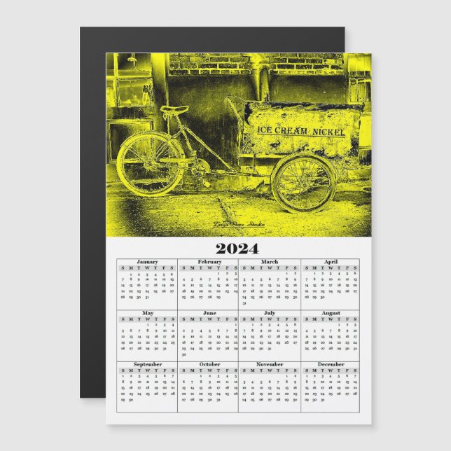 Fahrrad 2024 Kalender Magnetkarte (Vorne/Hinten)