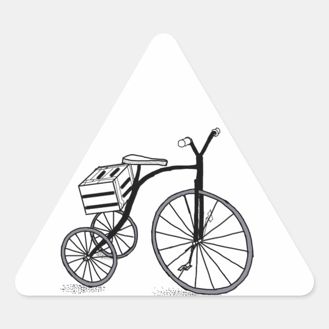Fahrrad auf 3 Rädern Dreieckiger Aufkleber (Vorderseite)