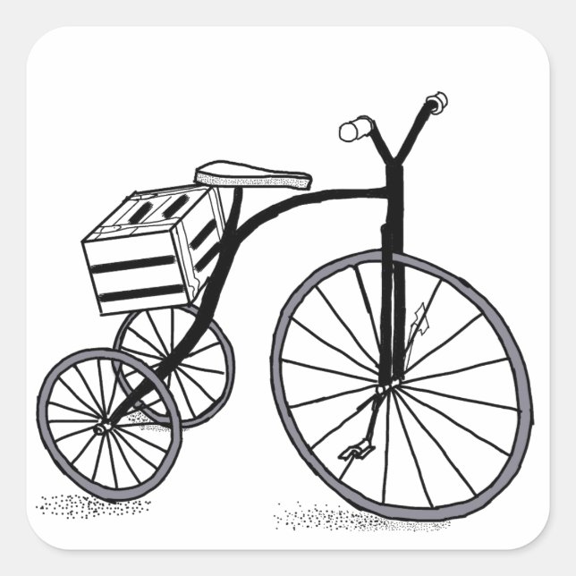 Fahrrad auf 3 Rädern Quadratischer Aufkleber (Vorderseite)
