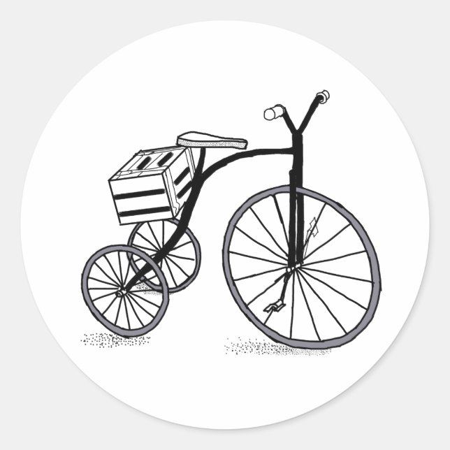 Fahrrad auf 3 Rädern Runder Aufkleber (Vorderseite)