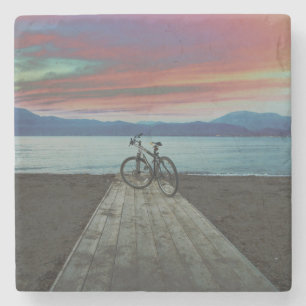 Fahrrad auf Pier Griechenland Steinuntersetzer