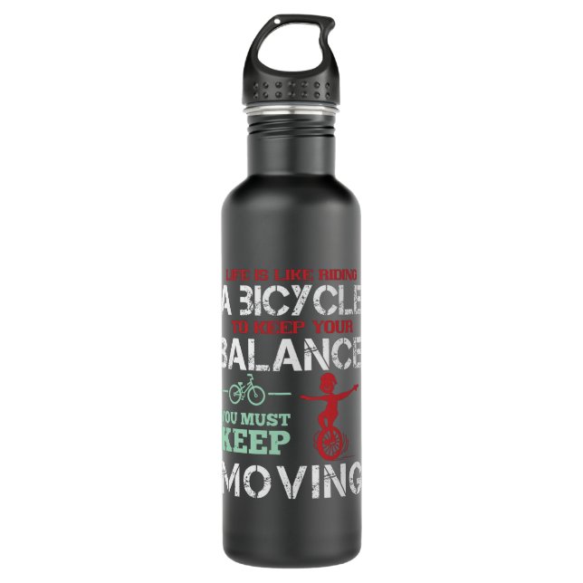Fahrrad Behalte sich zu bewegen, um Ihr Gleichgewi Edelstahlflasche (Vorderseite)