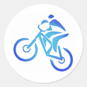 Fahrrad-Blau-Bayou Runder Aufkleber