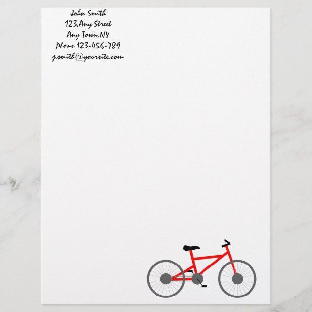 Fahrrad-Briefkopf-Schablone Briefbogen (Vorderseite)