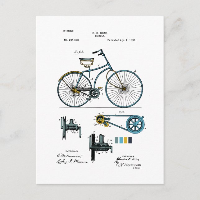 Fahrrad - C.D. Reispatent - gefärbt Postkarte (Vorderseite)