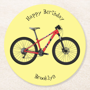 Fahrrad Cartoon-Illustration Runder Pappuntersetzer