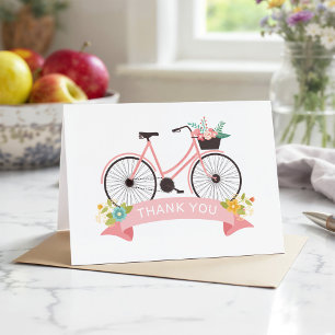Fahrrad Coral Pink Klassisch Chic Dankeschön Dankeskarte