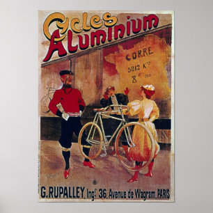 Fahrrad, das die Vintagen Zyklen Aluminium Poster