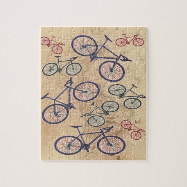 Fahrrad-Druck auf Vintager Karte (Vertikal)