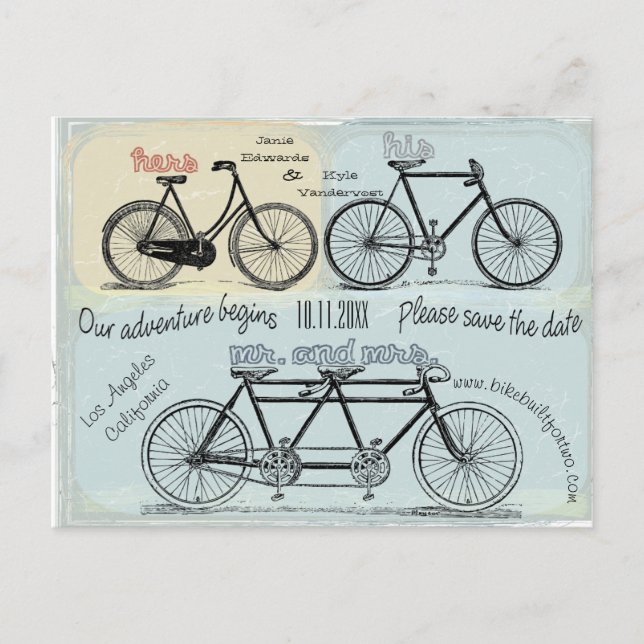 Fahrrad errichtet für zwei erhalten verheiratet postkarte (Vorderseite)