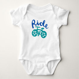 Fahrrad fahren, blau und Aquamarin Design Baby Strampler
